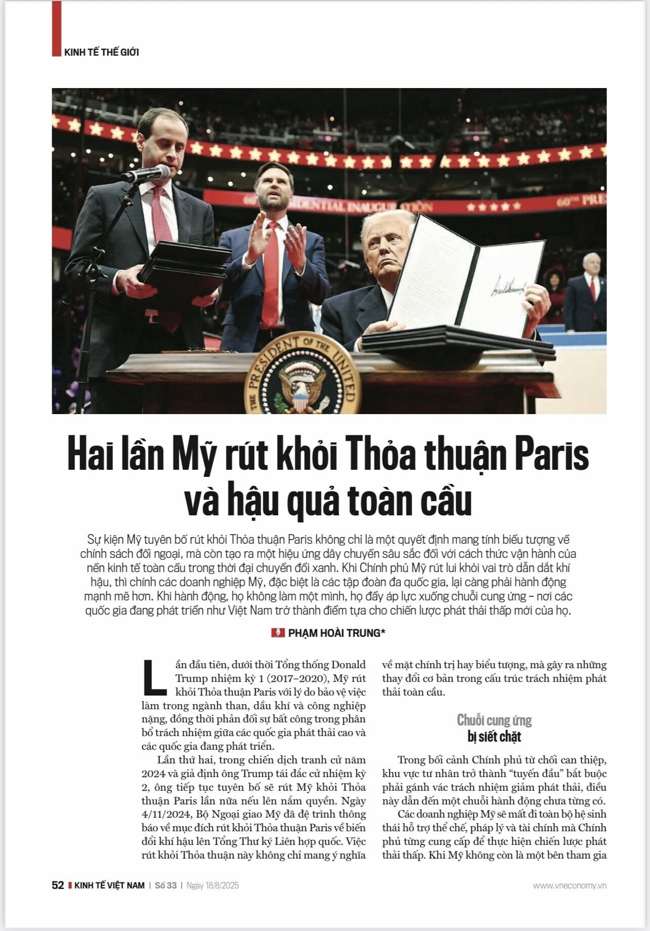 Hai lần Mỹ rút khỏi Thỏa thuận Paris và hậu quả toàn cầu